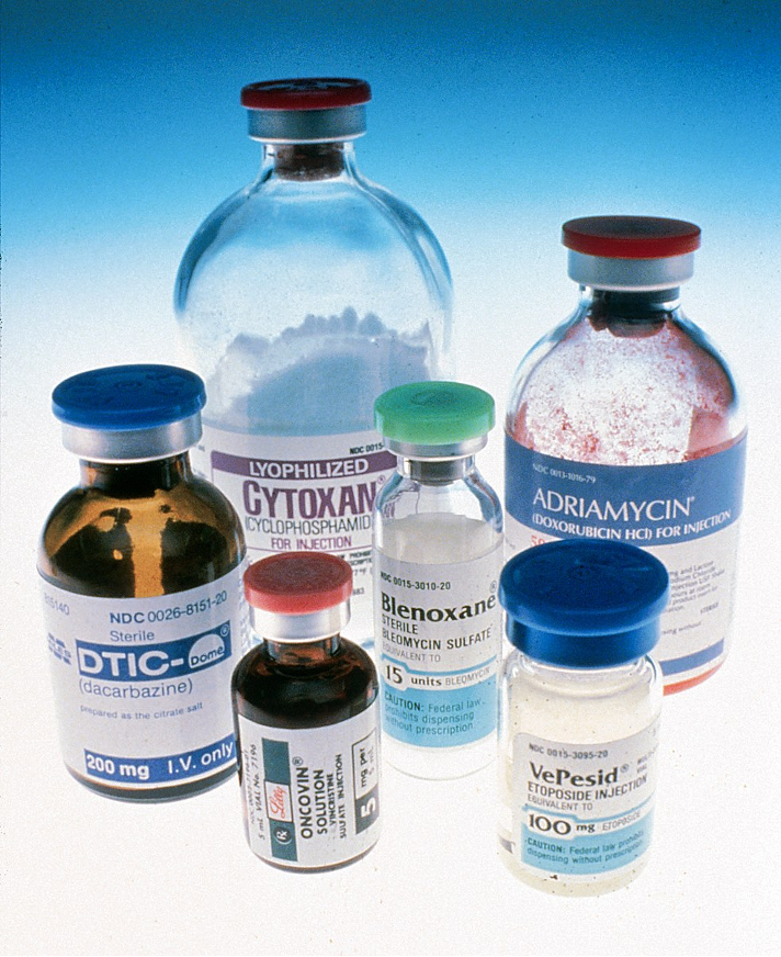 Bottles of chemotherapies that were used in the United States circa 1993